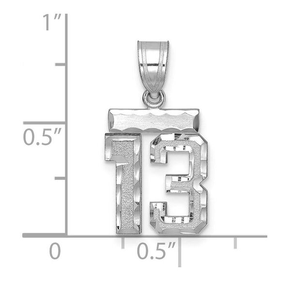14k White Gold, Varsity Collection, Small D/C Pendant, Number 13 - Picture 2 of 3